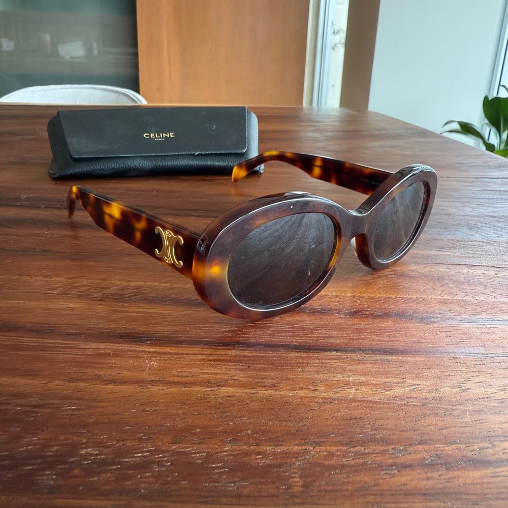 Celine Tortoiseshell Triomphe Sunglasses